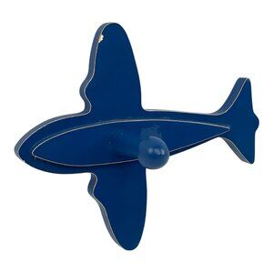 Pottery Barn Vintage Blue Airplane Child Coat Hat Wall Decor Wood Hook